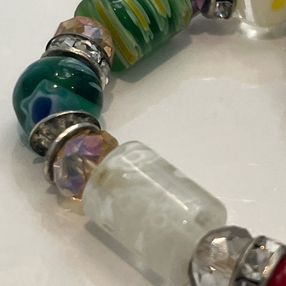 BRACELETS Lot Of 5 Multi Coloured Glass Beads, Silver Black Coppery Stretchy. - Picture 12 of 13